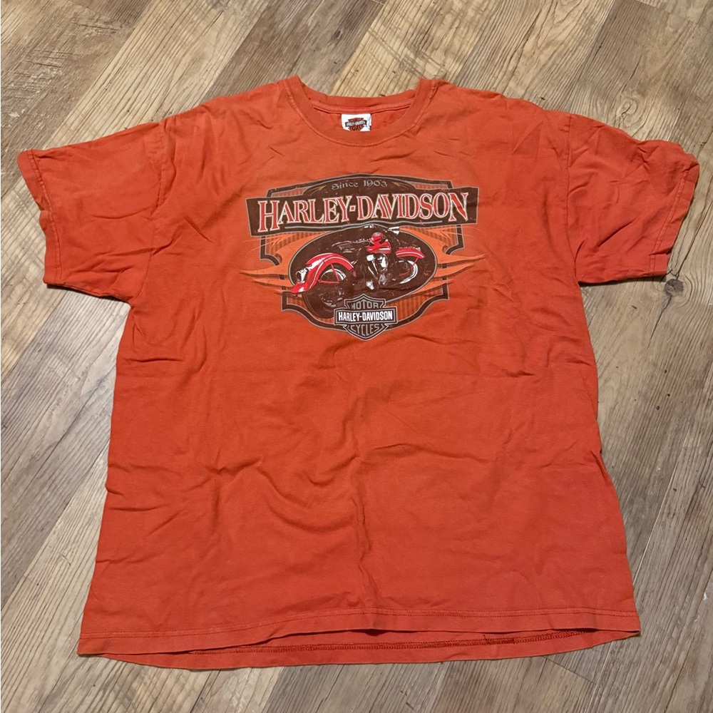 Harley-Davidson Orange Short Sleeve Motorcycle Logo Tee